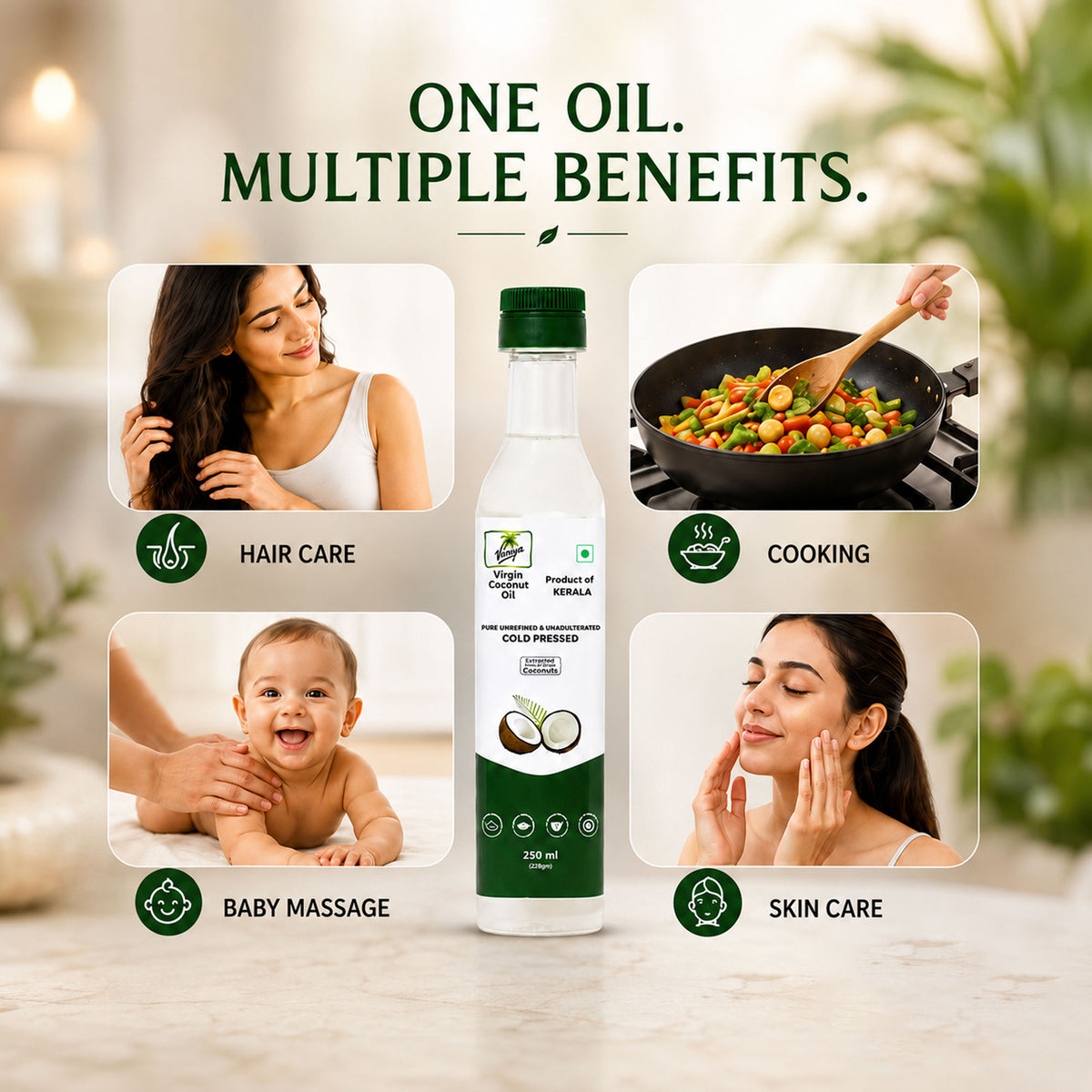 Kerala Virgin Coconut Oil, Cold-Pressed, Unrefined